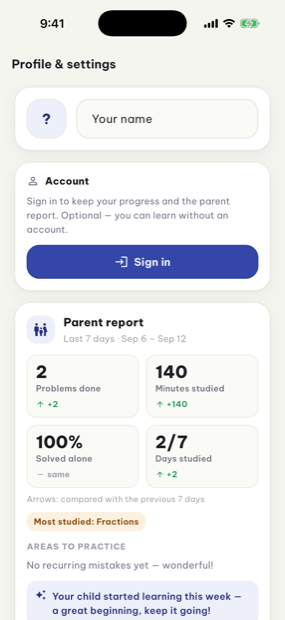 Weekly parent report